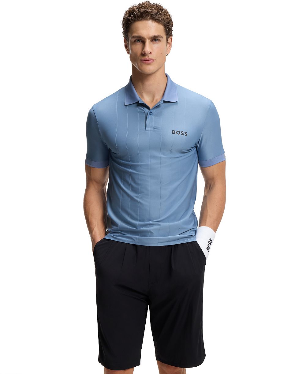 BOSS by Hugo Boss Men's Four-Way Stretch Stripe-Jersey Slim-Fit Polo Shirt