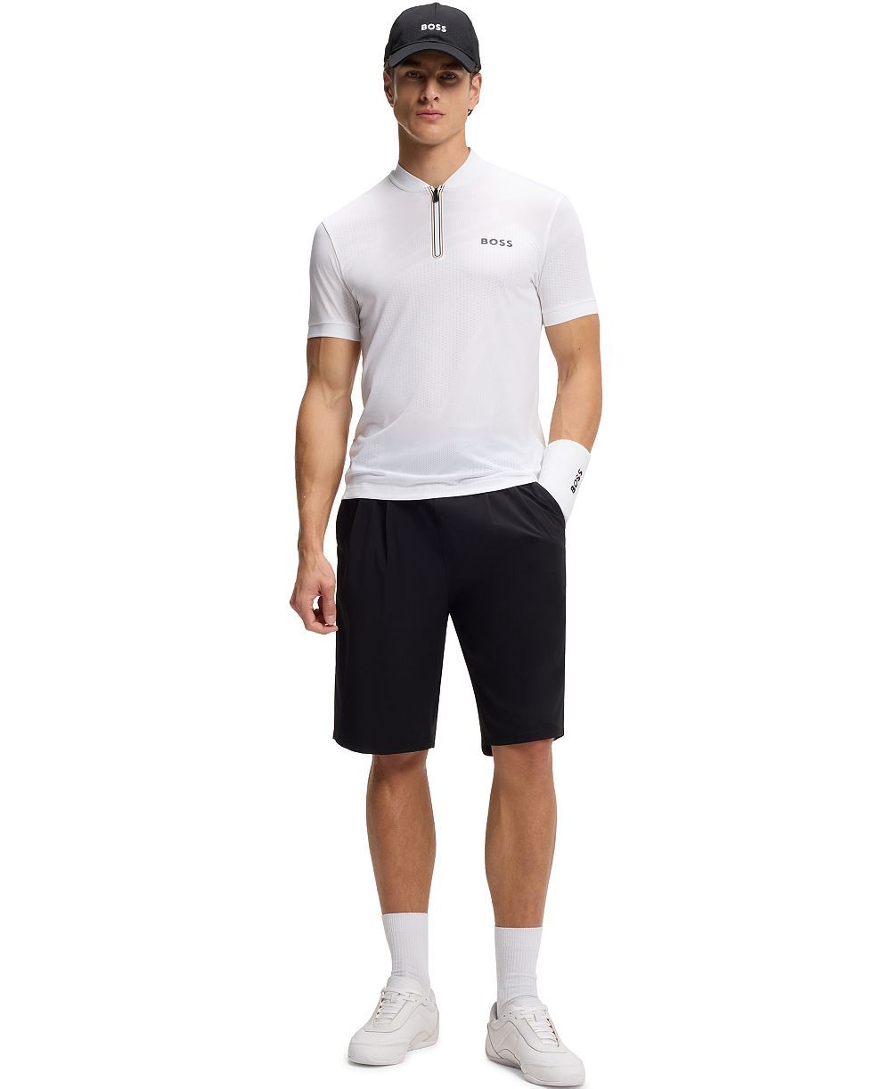Мужская рубашка-поло BOSS by Hugo Boss Moisture Management Zip-Neck Slim-Fit