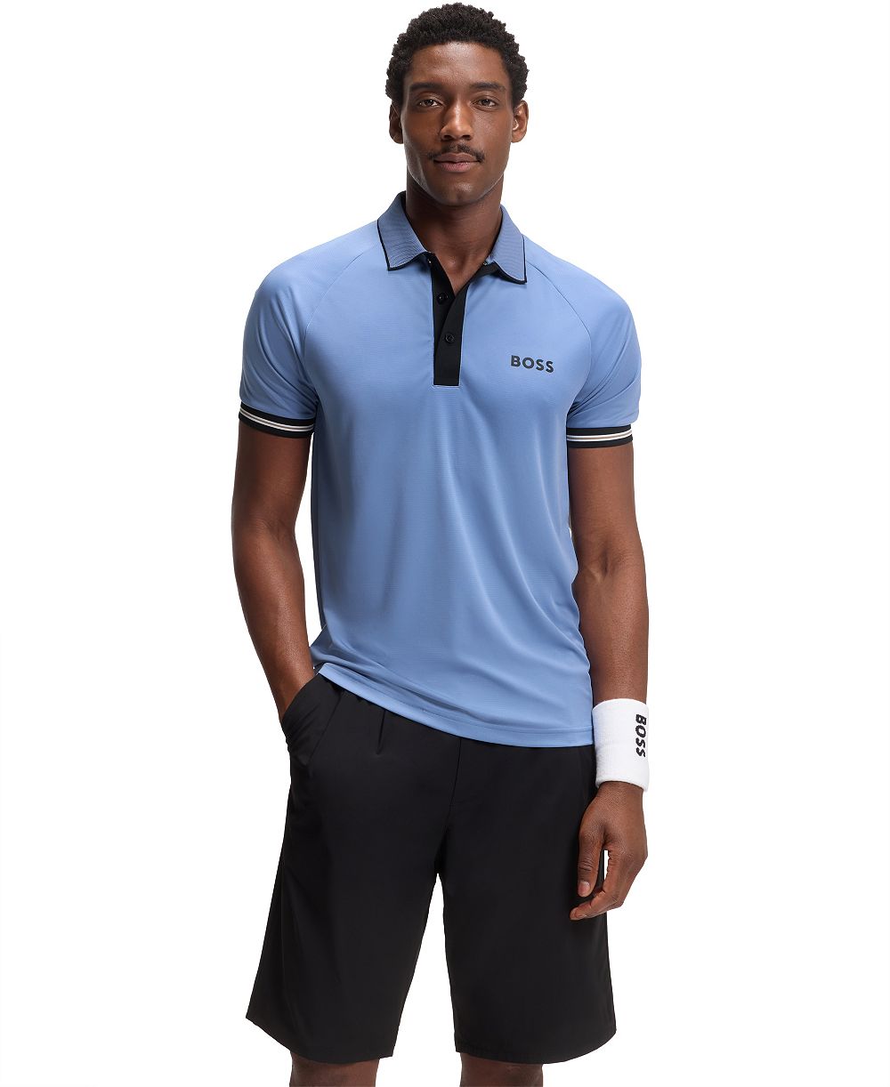 Мужское приталенное поло BOSS Slim-Fit с технологией влагоотвода