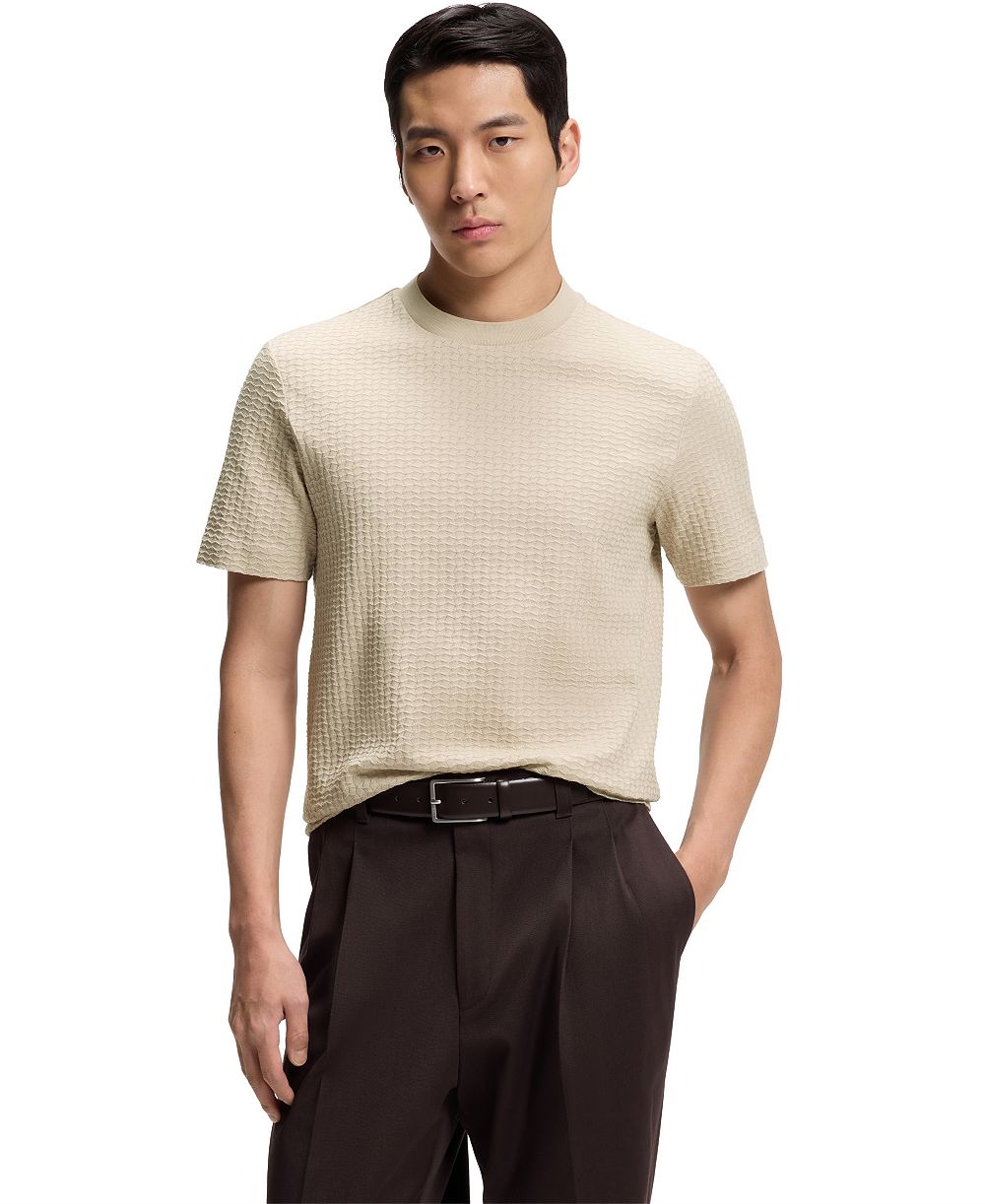 Hugo Boss Мужская футболка из хлопка с узором Jacquard