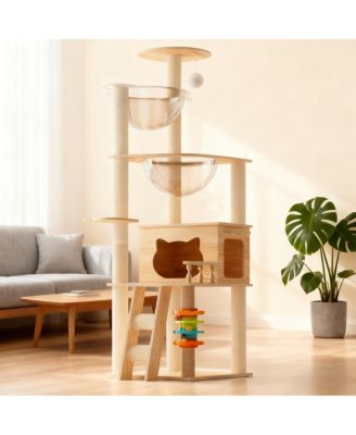 6thdruple Cat Tree Tower, Modern Cat Condo with Sisal Scratching, Perch, Acrylic Hammock