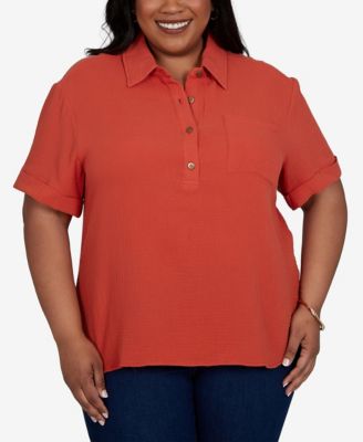 Женский топ HEARTS OF PALM Henley Popover Plus Size