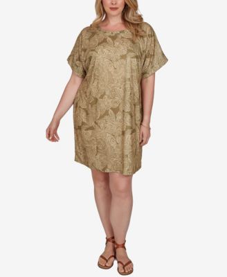 Платье HEARTS OF PALM Plus Size Printed Short-Sleeve Grommet