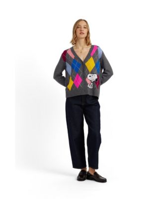 Chinti & Parker Women's Wool-Cashmere Snoopy Argyle Cardigan