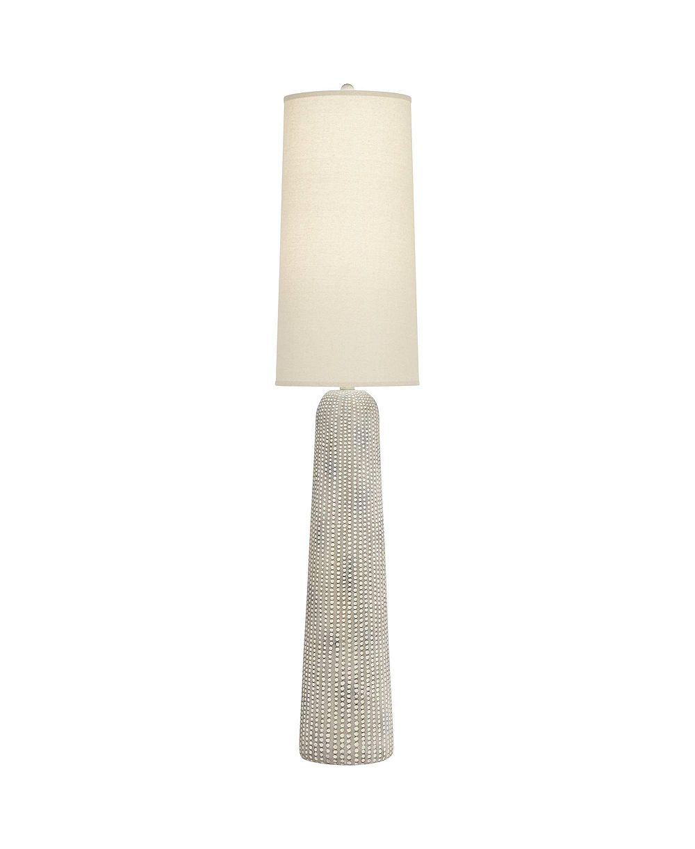 Regency Hill Leisa Mid Century Modern Southwest 64 1/2" Tall Standing Floor Lamp Foot Switch Natural Hammered Pattern