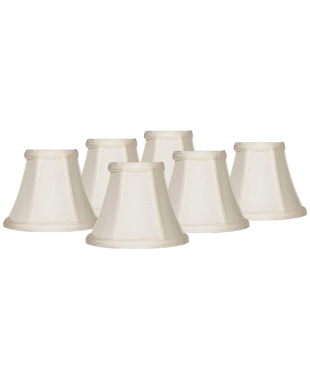 Springcrest Set of 6 Hardback Bell Lamp Shades Evaline Cream Small 3" Top x 6" Bottom x 5" High Candelabra Clip-On Fitting