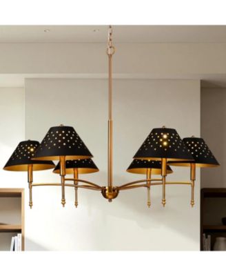 Люстра Tribesigns 6-Light с матовым абажуром, подвесной светильник в стиле фермерского дома с регулируемой высотой, 35"