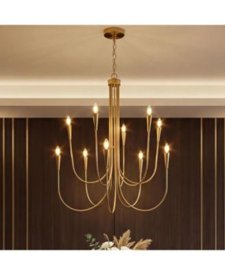 Tribesigns 10-Light Modern Chandelier, U-Shaped Arms Chandelier Light Fixture for Living Room Bedroom Dining Room Entryway Hallway