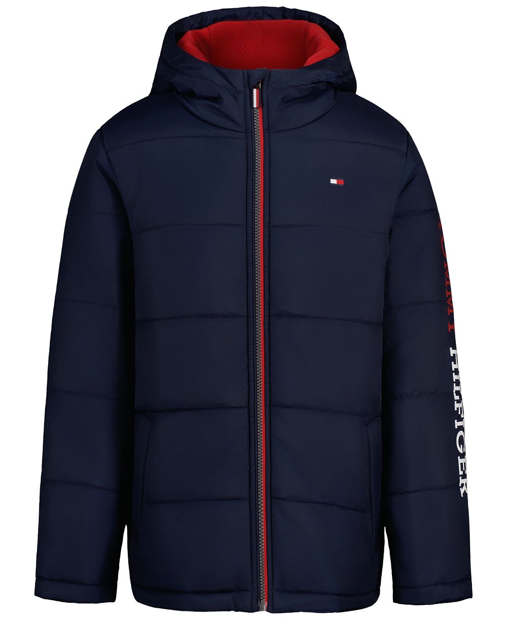 Детская пуховая куртка Tommy Hilfiger с капюшоном и флисовой подкладкой для девочек