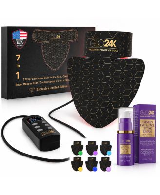 Маска GLO24K 7 Color LED для шеи, груди и декольте с кремом для подтяжки кожи