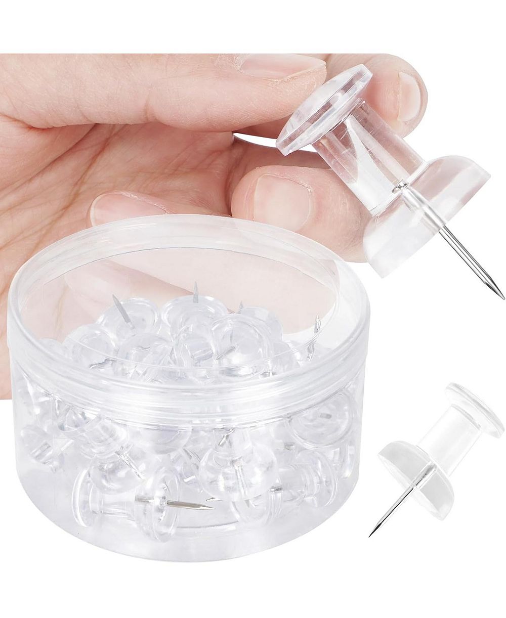 DANRONG Giant Clear Jumbo Push Pins, Thumb Tacks for Bulletin Cork Board, Office School Supplies