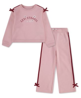 Levi's Girls' 2T-6X Crewneck Sweatshirt and Pants, 2-Piece Set