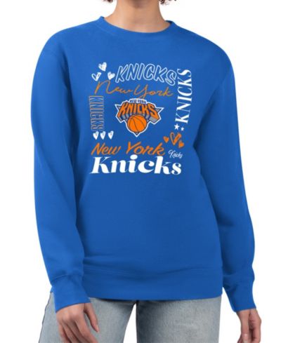 G-III 4Her by Carl Banks Женский Blue New York Knicks Collage Team Graphic Fleece Pullover Sweatshirt