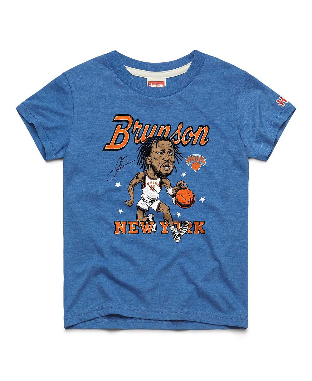 Детская футболка Homage Blue New York Knicks Jalen Brunson Caricature Tri-Blend