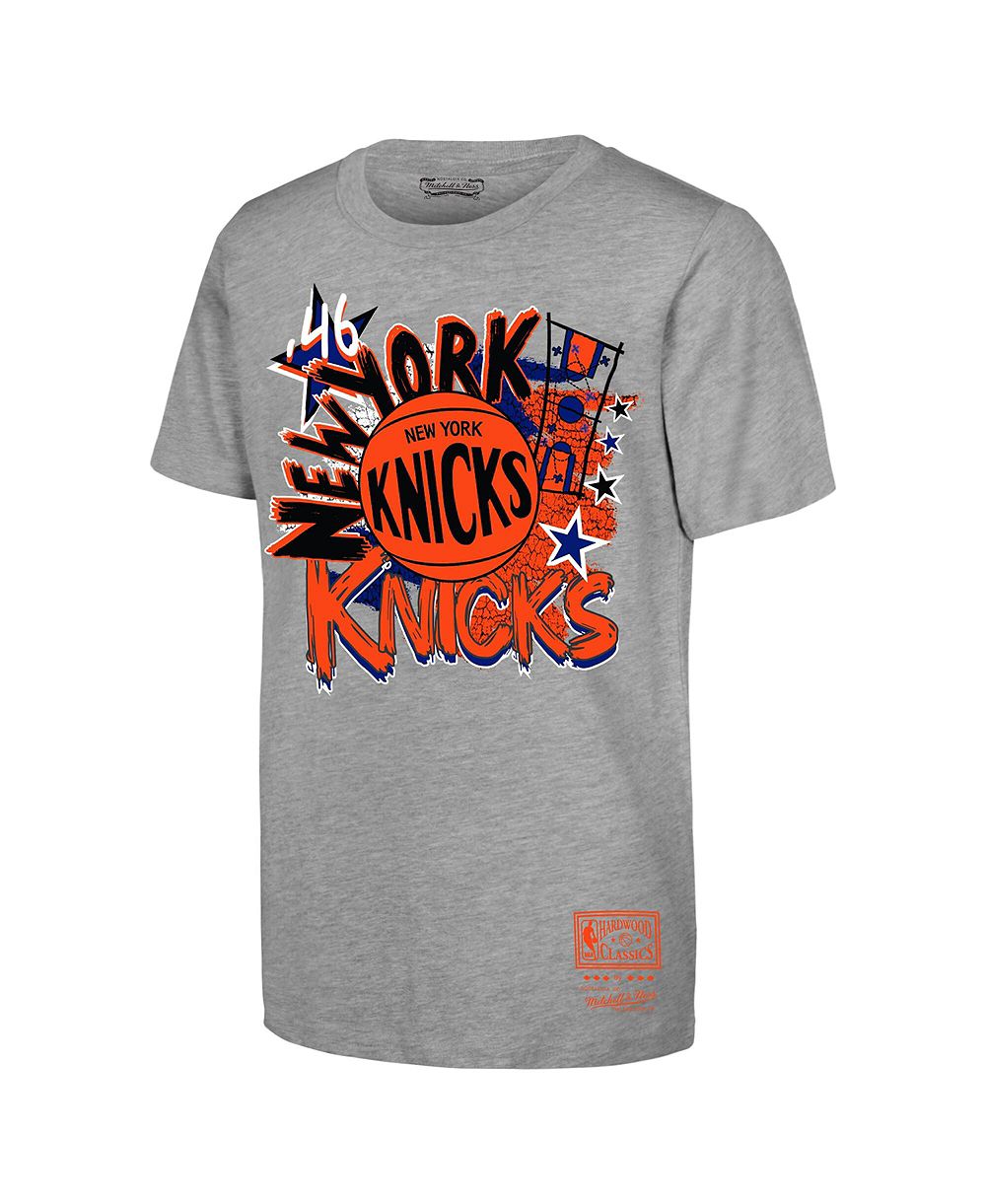 Детская футболка Mitchell Ness Heather Gray New York Knicks Play By Play
