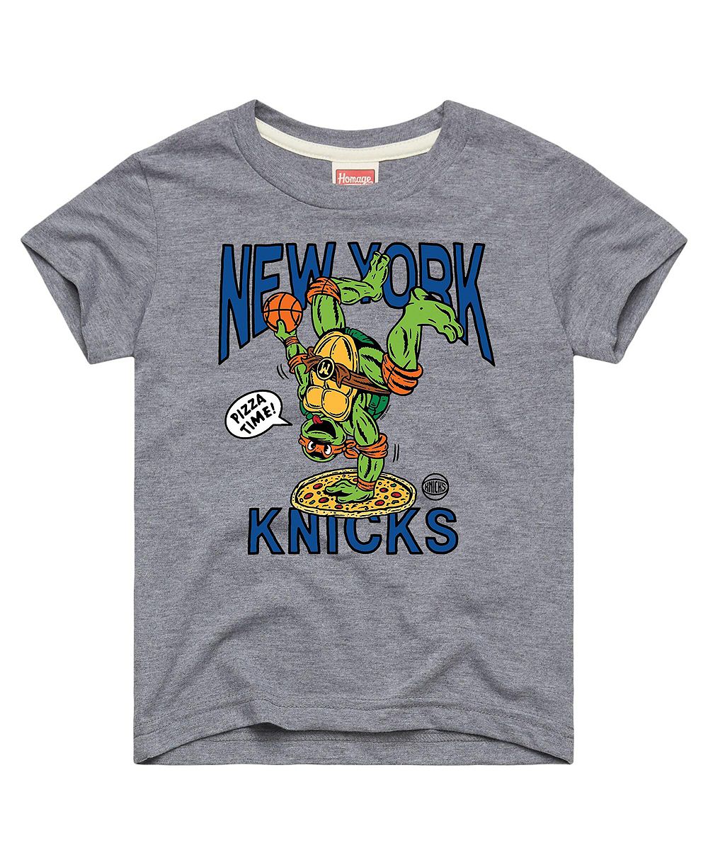 Детская футболка Homage Gray New York Knicks x Teenage Mutant Ninja Turtles Michelangelo Tri-Blend