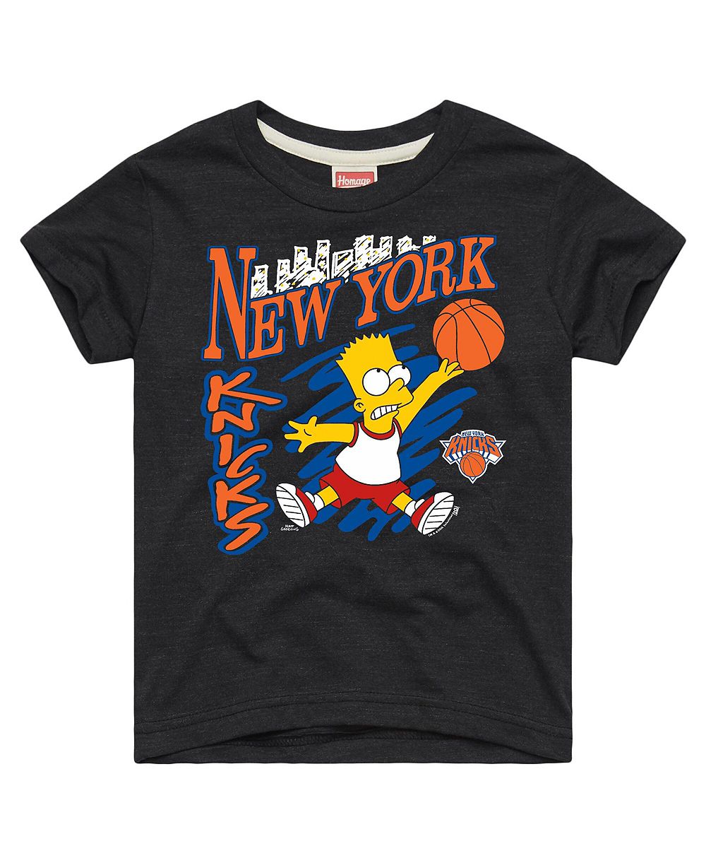 Детская футболка Homage Charcoal New York Knicks x The Simpsons Bart Tri-Blend