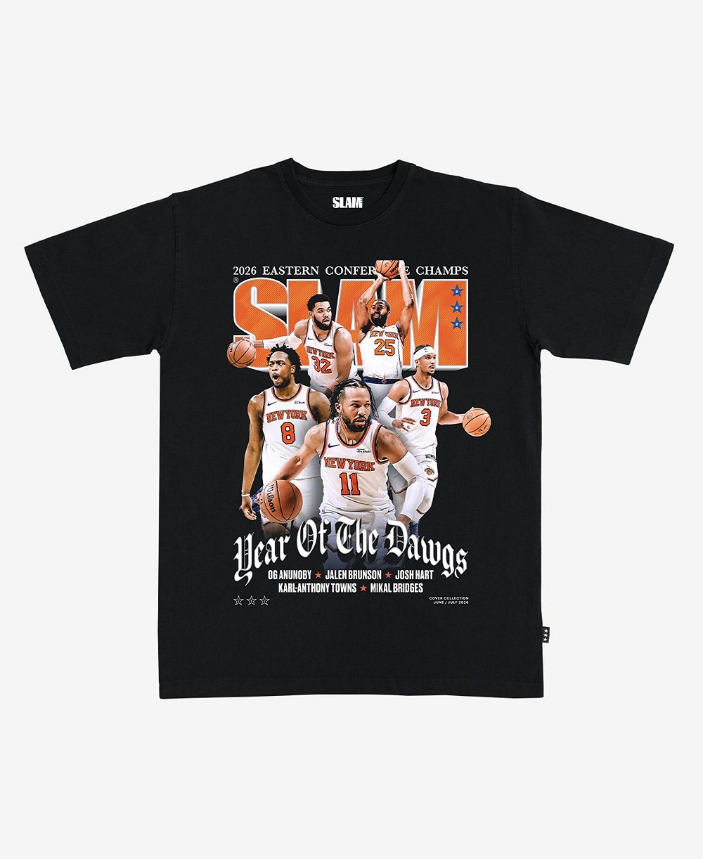 Slam Men's and Women's Starting Five Black New York Knicks 2026 NBA Eastern Conference Champions Cover T-Shirt