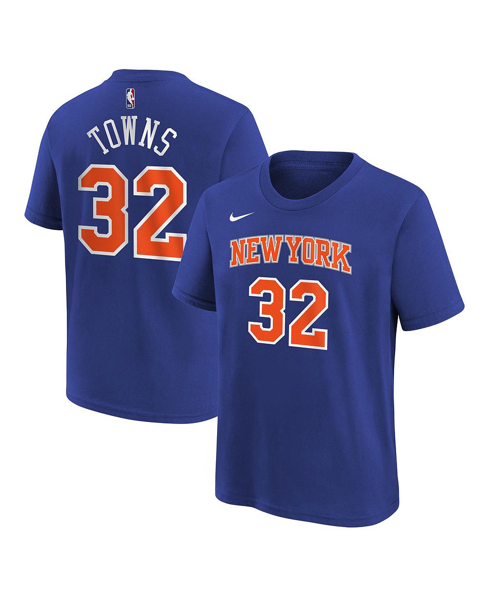 Детская футболка Nike Karl-Anthony Towns Blue New York Knicks Icon Name & Number