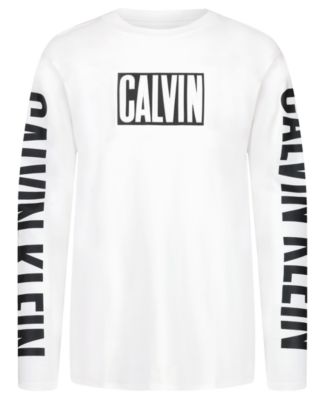 Мужская хлопковая футболка Calvin Klein с длинным рукавом и графическим принтом