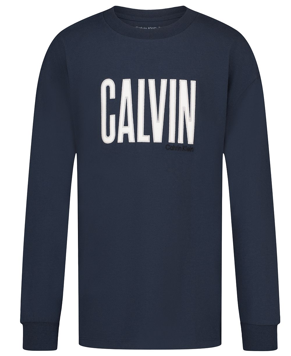 Calvin Klein Boys' 8-20 Cotton Drop-Shoulder Patched Applique T-Shirt