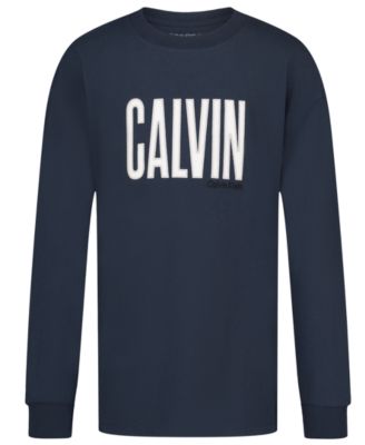 Calvin Klein Boys' 8-20 Cotton Drop-Shoulder Patched Applique T-Shirt