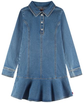 Levi's женское платье с длинным рукавом и пуговицами, 7-16 лет