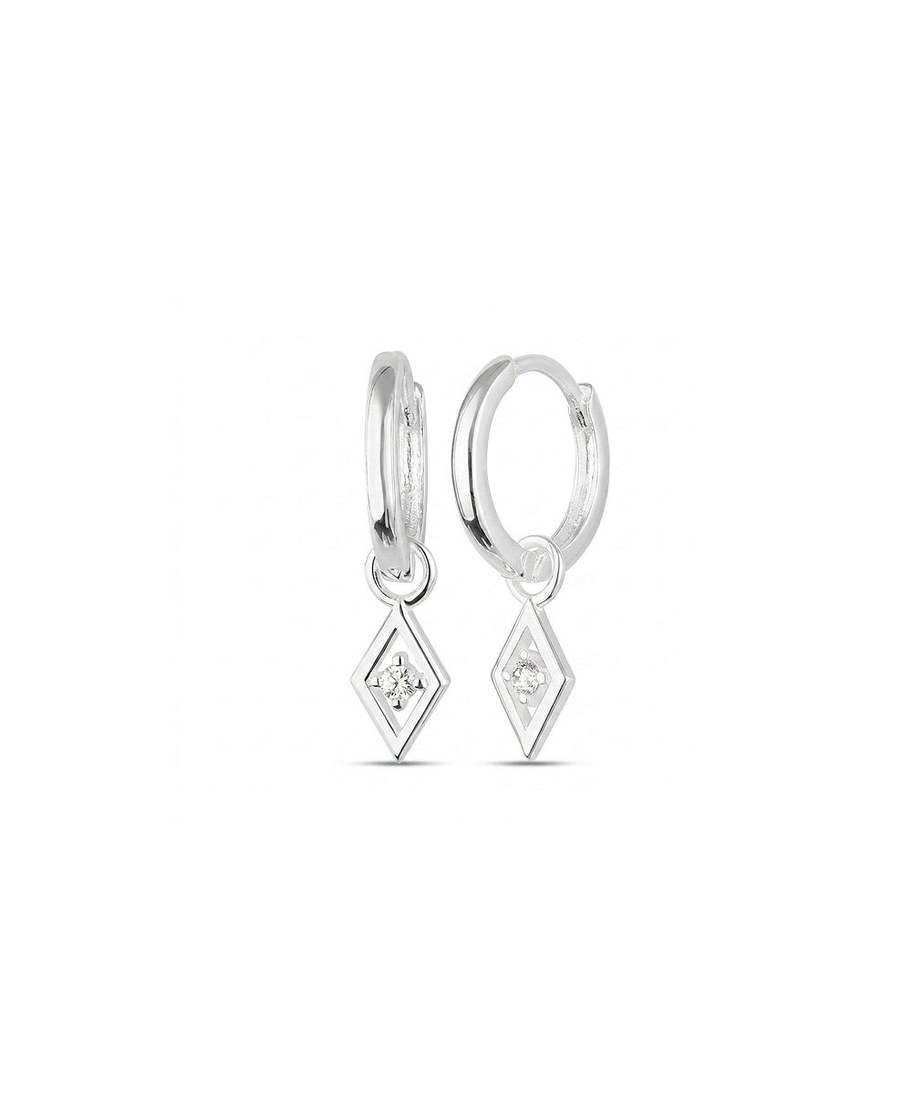 Spero London Sterling Silver Rhombus Pave Spike Drop Earring