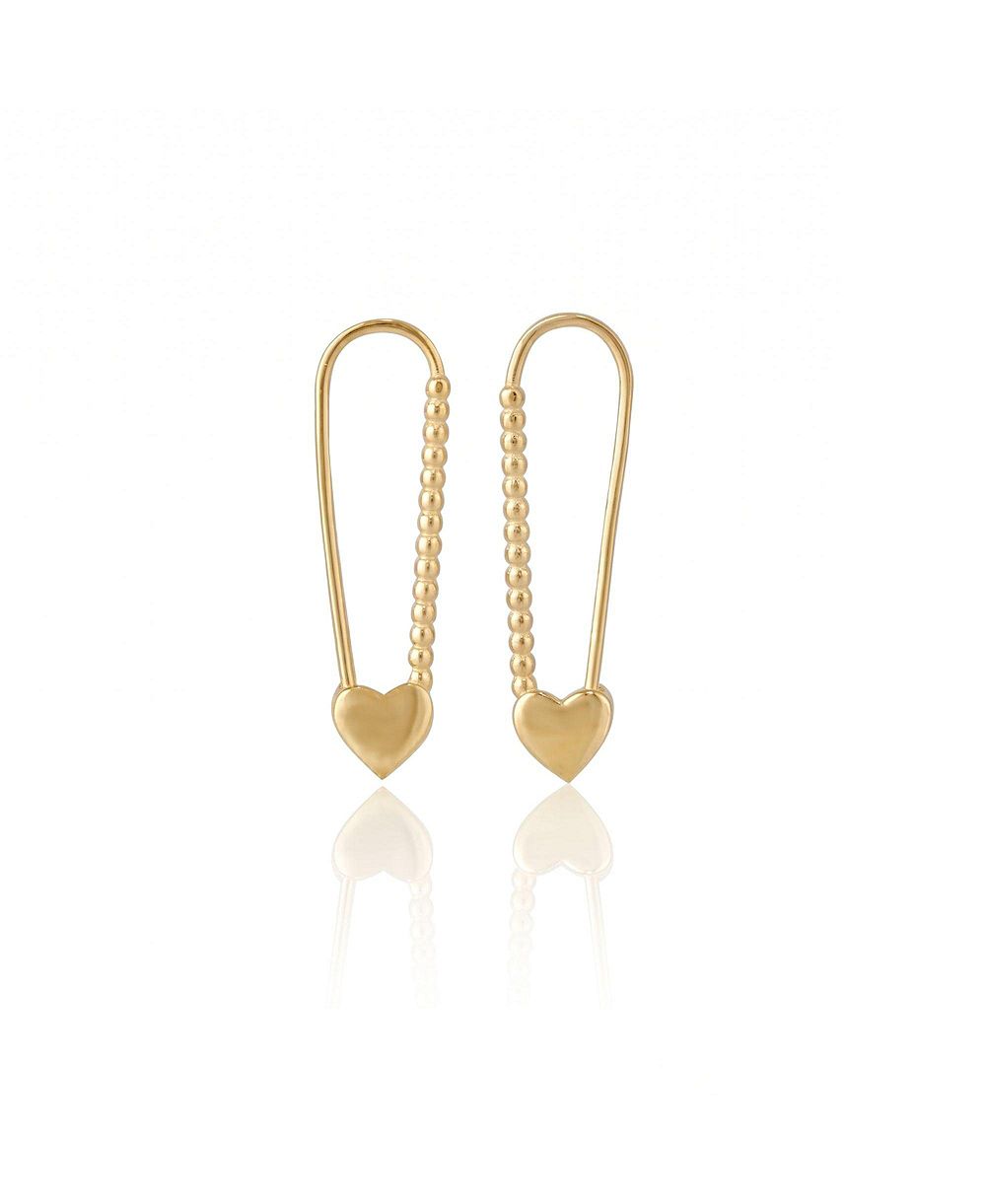 Серьги Spero London Heart Beaded Safety Pin Sterling Silver