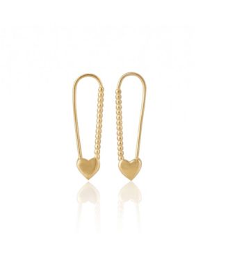 Серьги Spero London Heart Beaded Safety Pin Sterling Silver