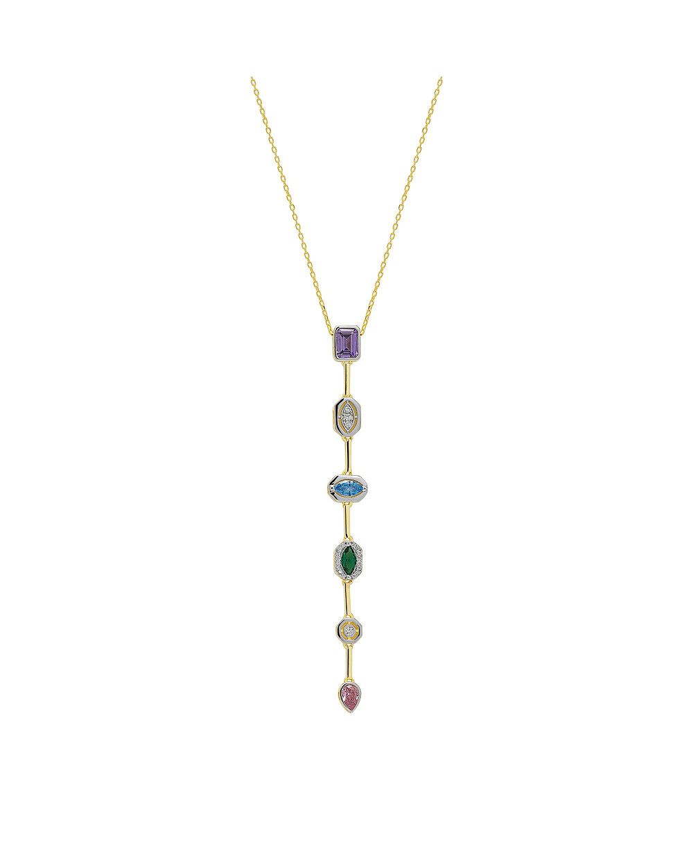 Spero London Kaleidoscope Y Lariat Sterling Silver Drop Necklace