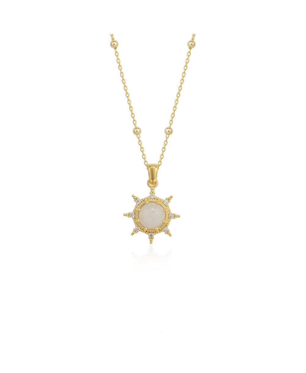 Серебряная подвеска-ожерелье Spero London Moonstone Sun Sterling Silver с бисерной цепочкой