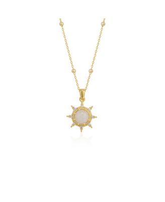 Серебряная подвеска-ожерелье Spero London Moonstone Sun Sterling Silver с бисерной цепочкой