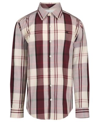 Calvin Klein Boys' 8-20 Bold Long-Sleeve Plaid Woven Shirt
