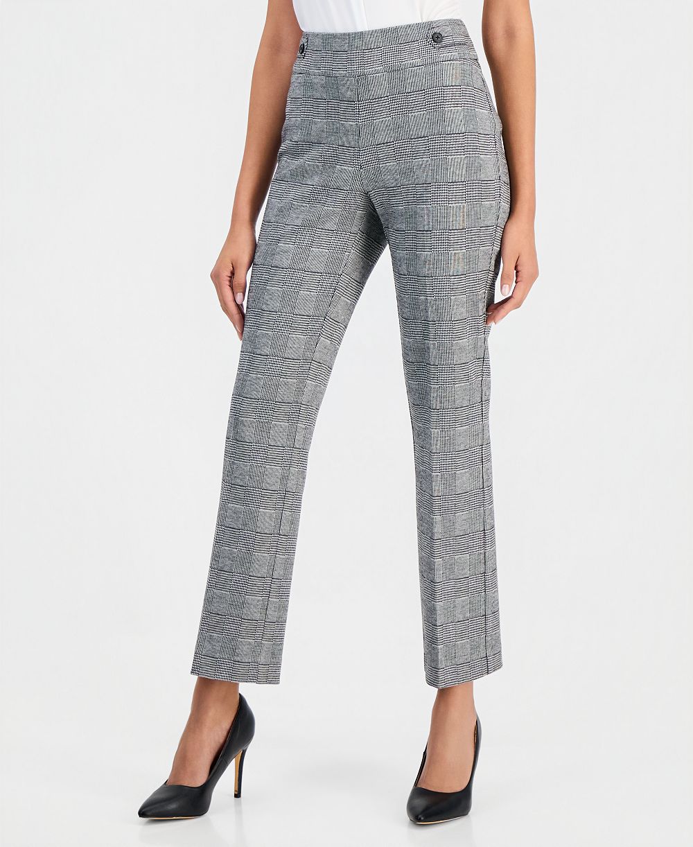 Anne Klein Essentials Petite Plaid Pull-On Pants