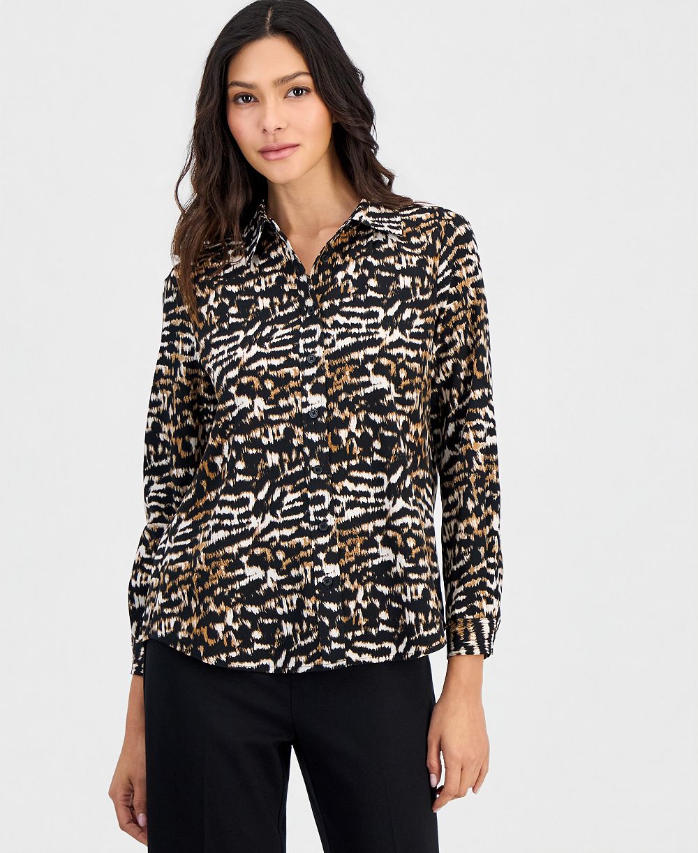 Anne Klein Essentials Petite блузка с принтом и пуговицами, Petite