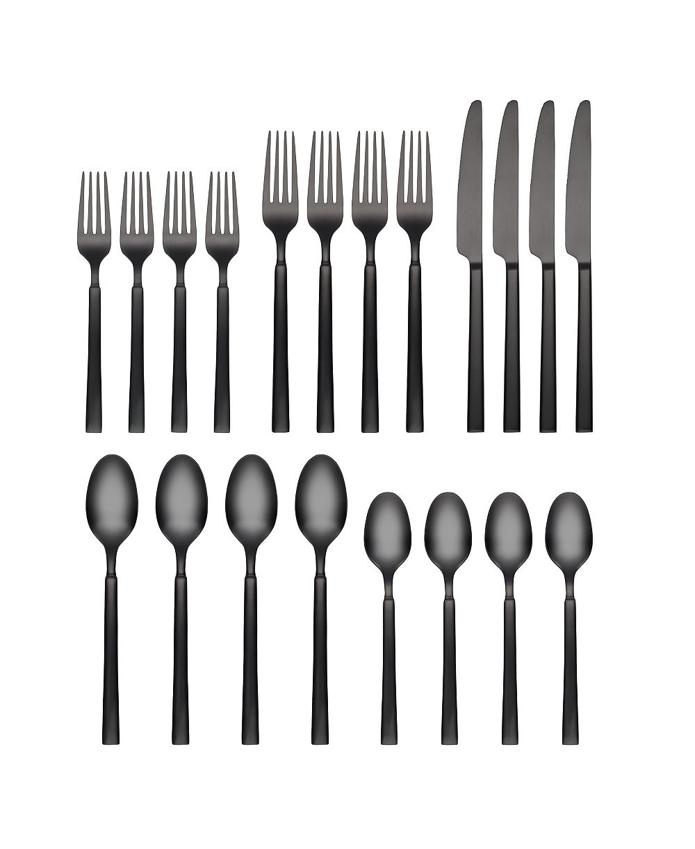 Cambridge Silversmiths Gailann Black Satin 20-Piece Flatware Set