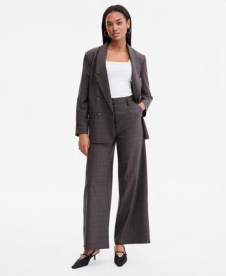 Bar III Women's Plaid High-Rise Wide-Leg Pants, Macy's Exclusive