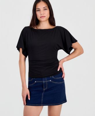 Bar III Women's Boat-Neck Flutter-Sleeve Top, Macy's Exclusive