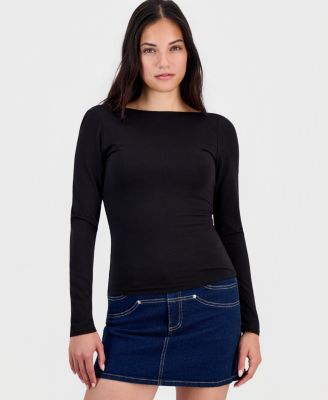 Bar III Women's Draped-Back Long-Sleeve Top, Macy's Exclusive