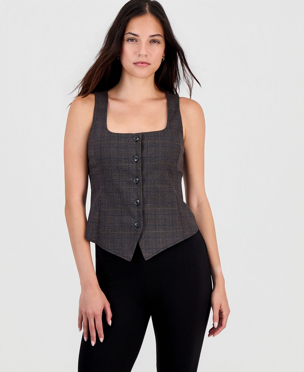 Bar III Women's Glen Plaid Vest Top, Macy's Exclusive