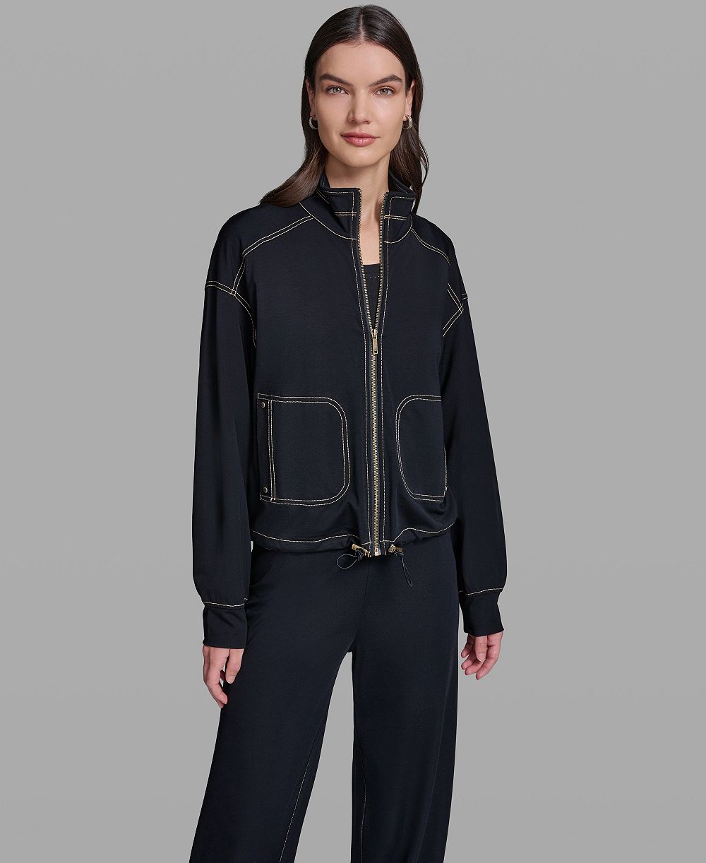 KARL LAGERFELD PARIS Women's Jersey Bomber Jacket