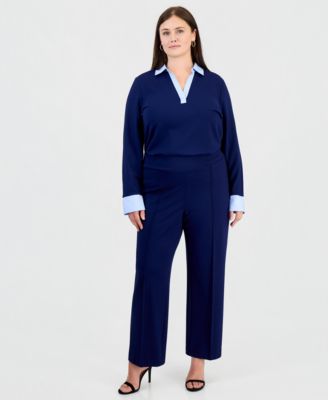 Женские широкие брюки Jones New York Plus Size Pull On Pintuck Trouser Serenity Knit