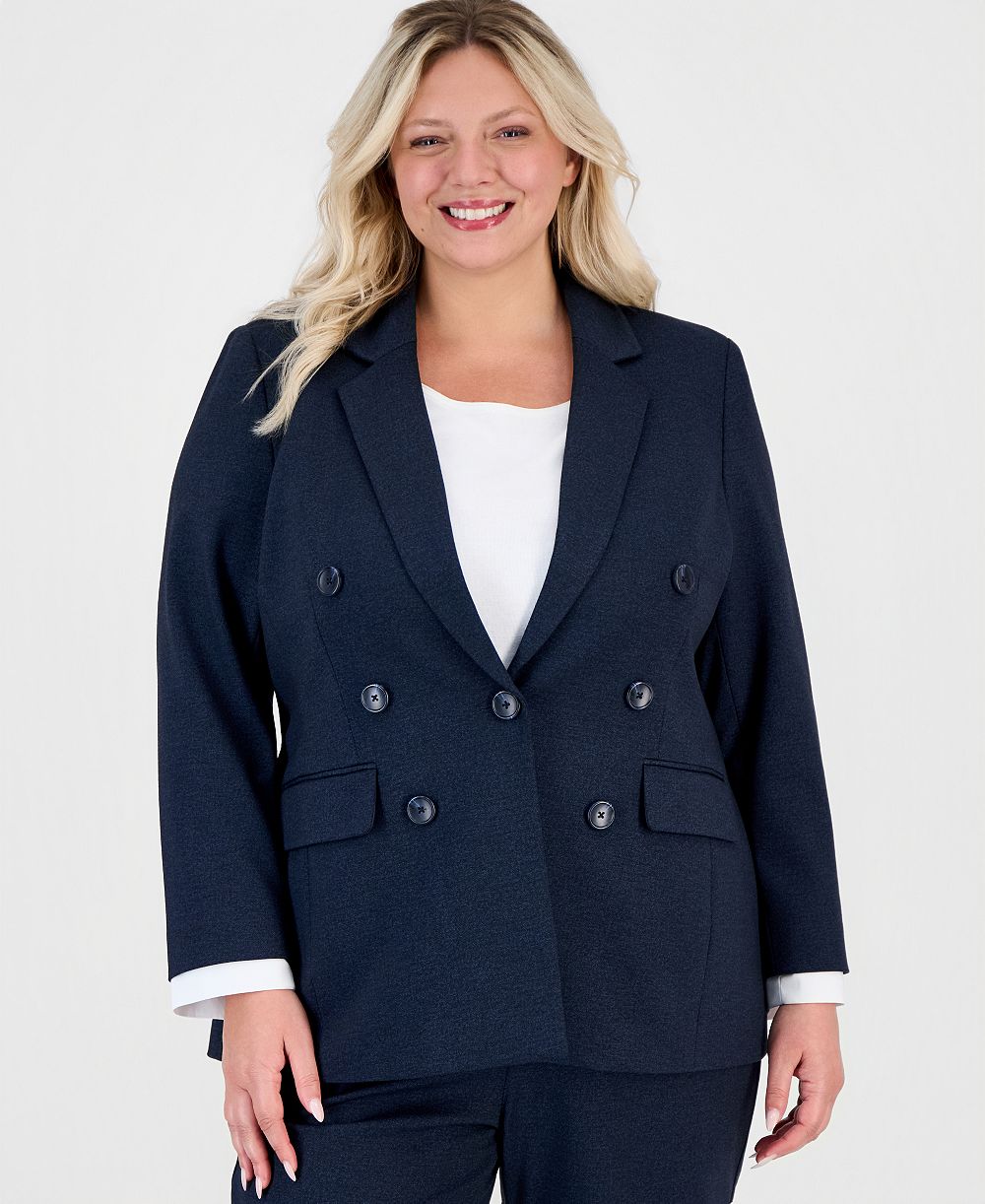 Jones New York Plus Size Double-Breasted Notch-Collar Blazer