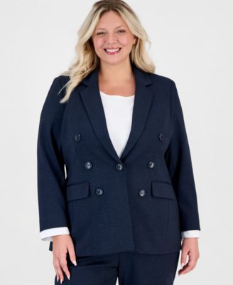 Jones New York Plus Size Double-Breasted Notch-Collar Blazer