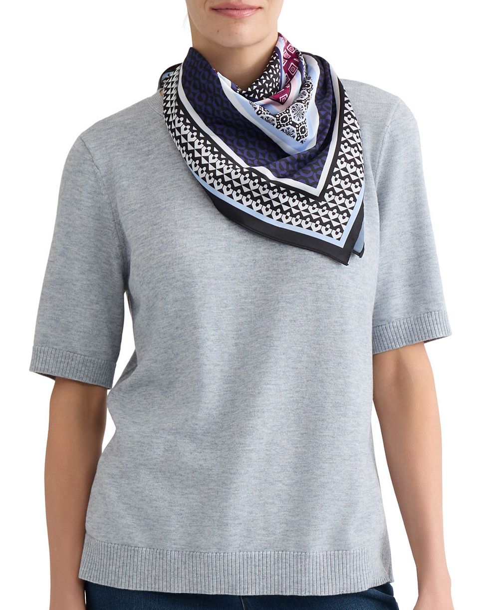 Jones New York Plus Size Woven Scarf Ribbed Top