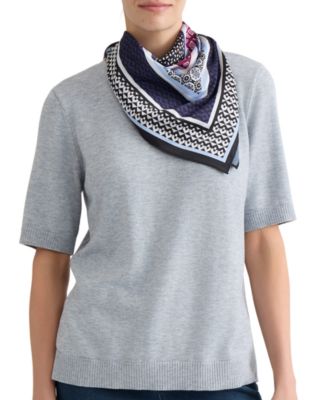 Jones New York Plus Size Woven Scarf Ribbed Top