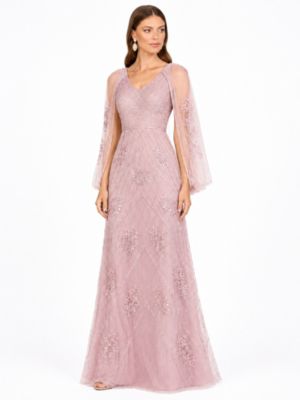 Lara Women's Beaded Cape Sleeve Dress