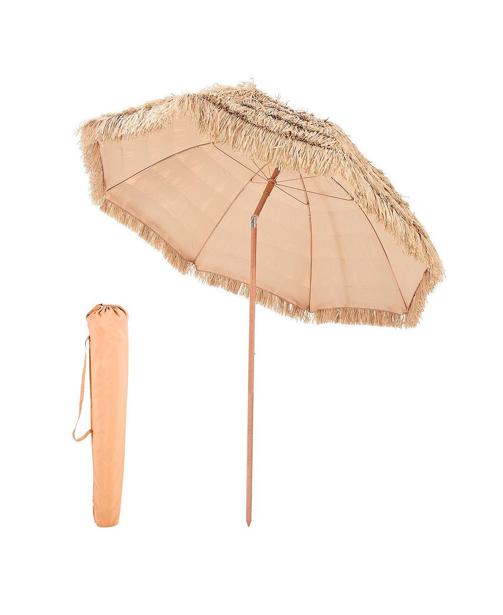 COZITO Tiki Umbrella, 8 feet Thatched Patio Umbrella with Tilt and 8 Metal Ribs