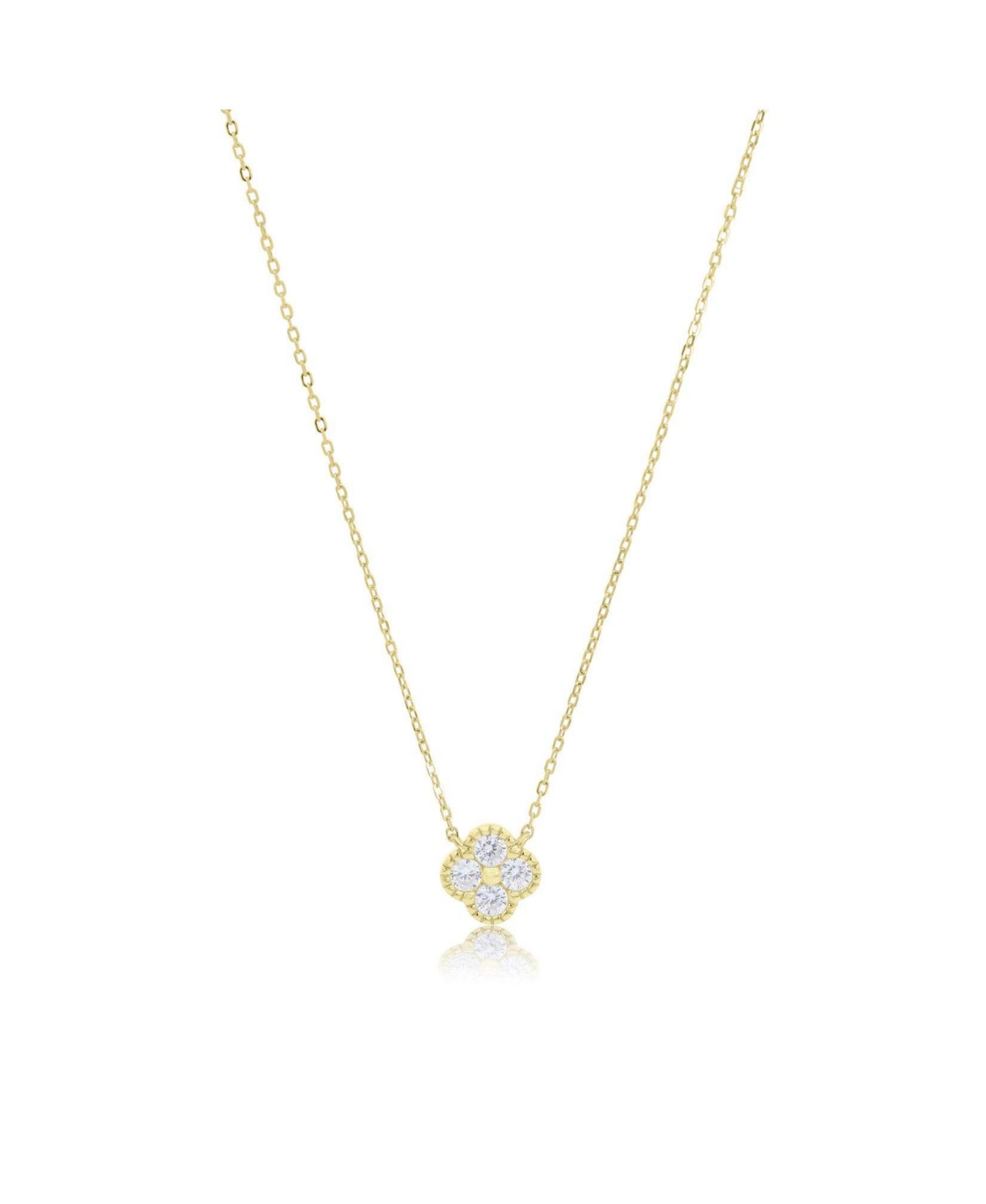 The Lovery CZ Single Clover Necklace 14K Gold-Plated Sterling Silver